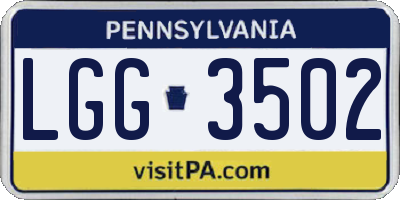 PA license plate LGG3502