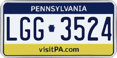 PA license plate LGG3524