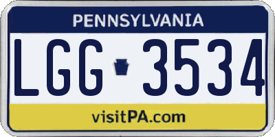 PA license plate LGG3534
