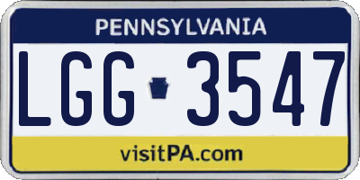 PA license plate LGG3547
