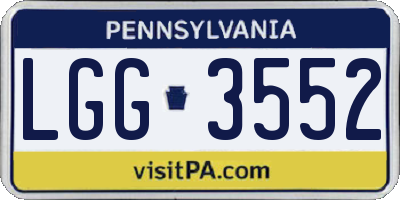 PA license plate LGG3552