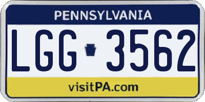 PA license plate LGG3562