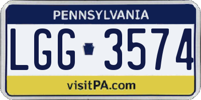 PA license plate LGG3574