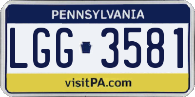 PA license plate LGG3581