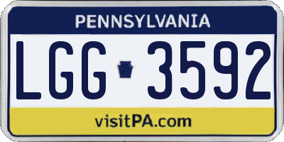 PA license plate LGG3592