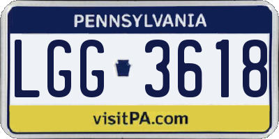 PA license plate LGG3618