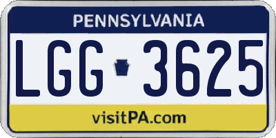 PA license plate LGG3625