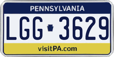 PA license plate LGG3629