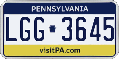 PA license plate LGG3645