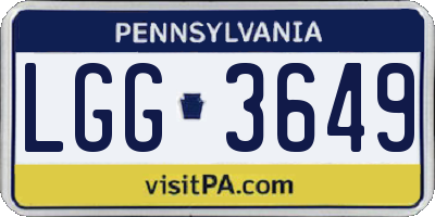PA license plate LGG3649