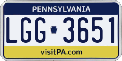 PA license plate LGG3651