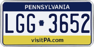 PA license plate LGG3652