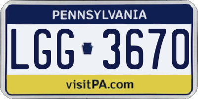 PA license plate LGG3670