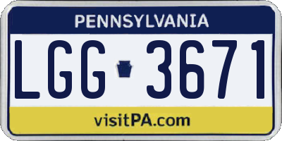 PA license plate LGG3671