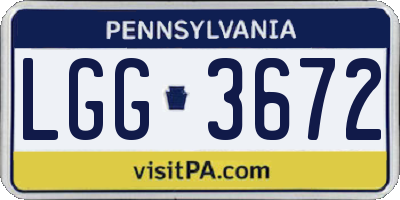 PA license plate LGG3672
