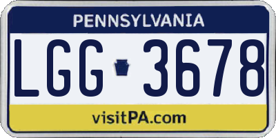 PA license plate LGG3678