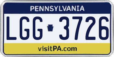 PA license plate LGG3726