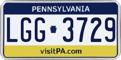 PA license plate LGG3729