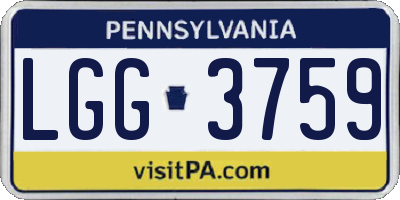 PA license plate LGG3759