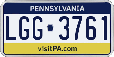 PA license plate LGG3761
