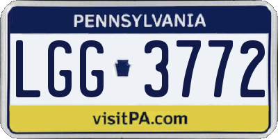 PA license plate LGG3772