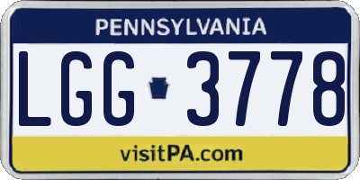PA license plate LGG3778
