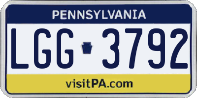 PA license plate LGG3792
