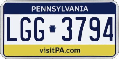 PA license plate LGG3794