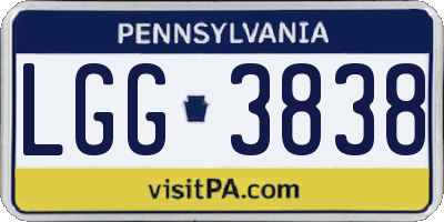 PA license plate LGG3838