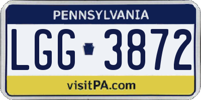 PA license plate LGG3872