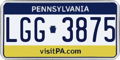 PA license plate LGG3875
