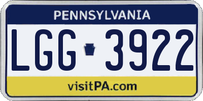 PA license plate LGG3922