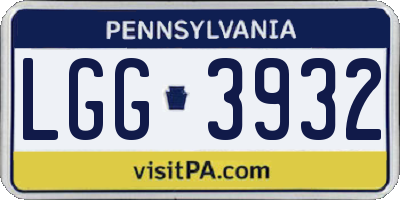 PA license plate LGG3932
