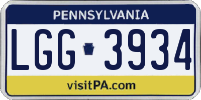 PA license plate LGG3934