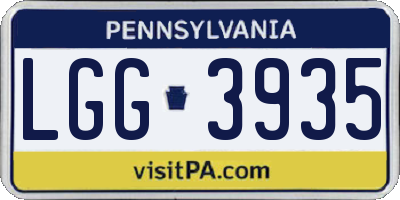 PA license plate LGG3935