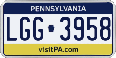 PA license plate LGG3958