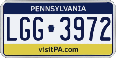 PA license plate LGG3972