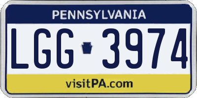 PA license plate LGG3974