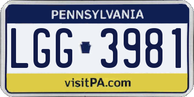 PA license plate LGG3981