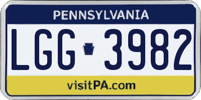 PA license plate LGG3982