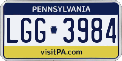 PA license plate LGG3984