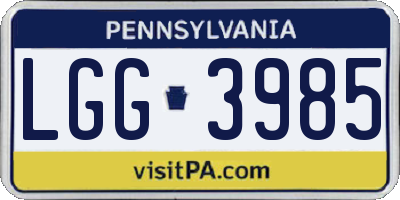 PA license plate LGG3985