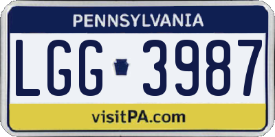 PA license plate LGG3987