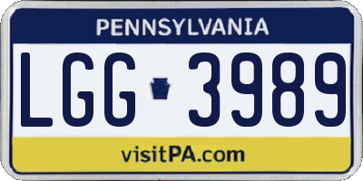 PA license plate LGG3989