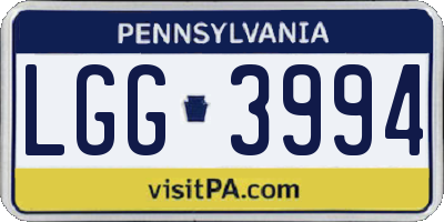 PA license plate LGG3994