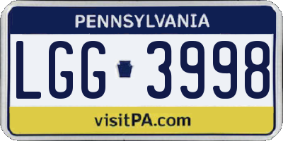 PA license plate LGG3998