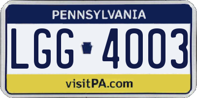 PA license plate LGG4003