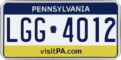 PA license plate LGG4012