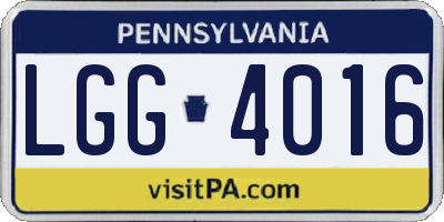 PA license plate LGG4016
