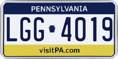 PA license plate LGG4019